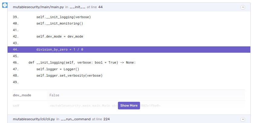 Sentry stacktrace